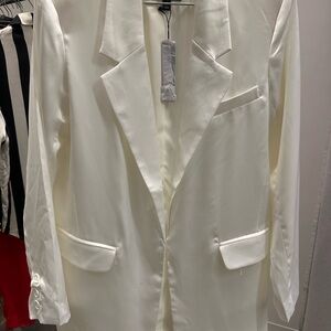 Steve Madden White Satin Blazer